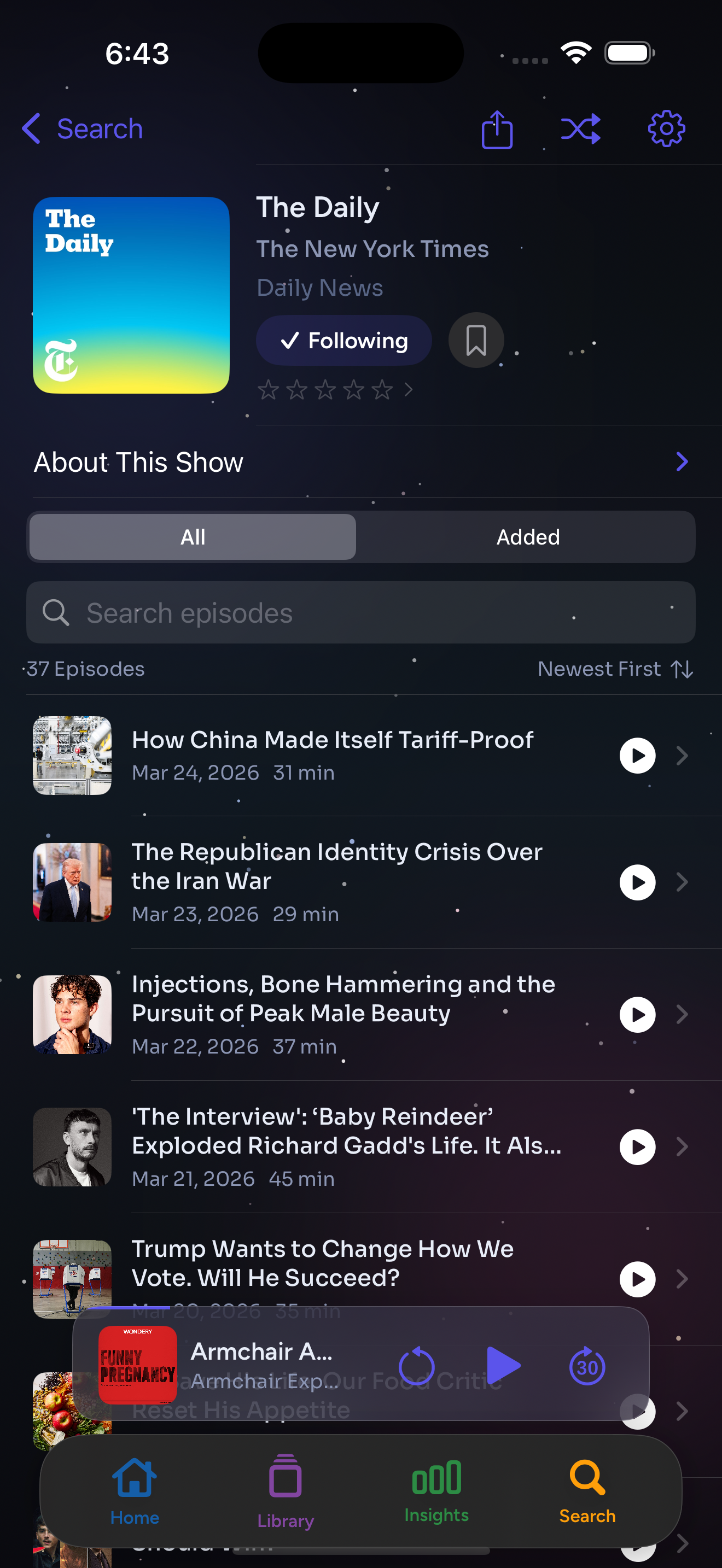 Resonance podcast detail view