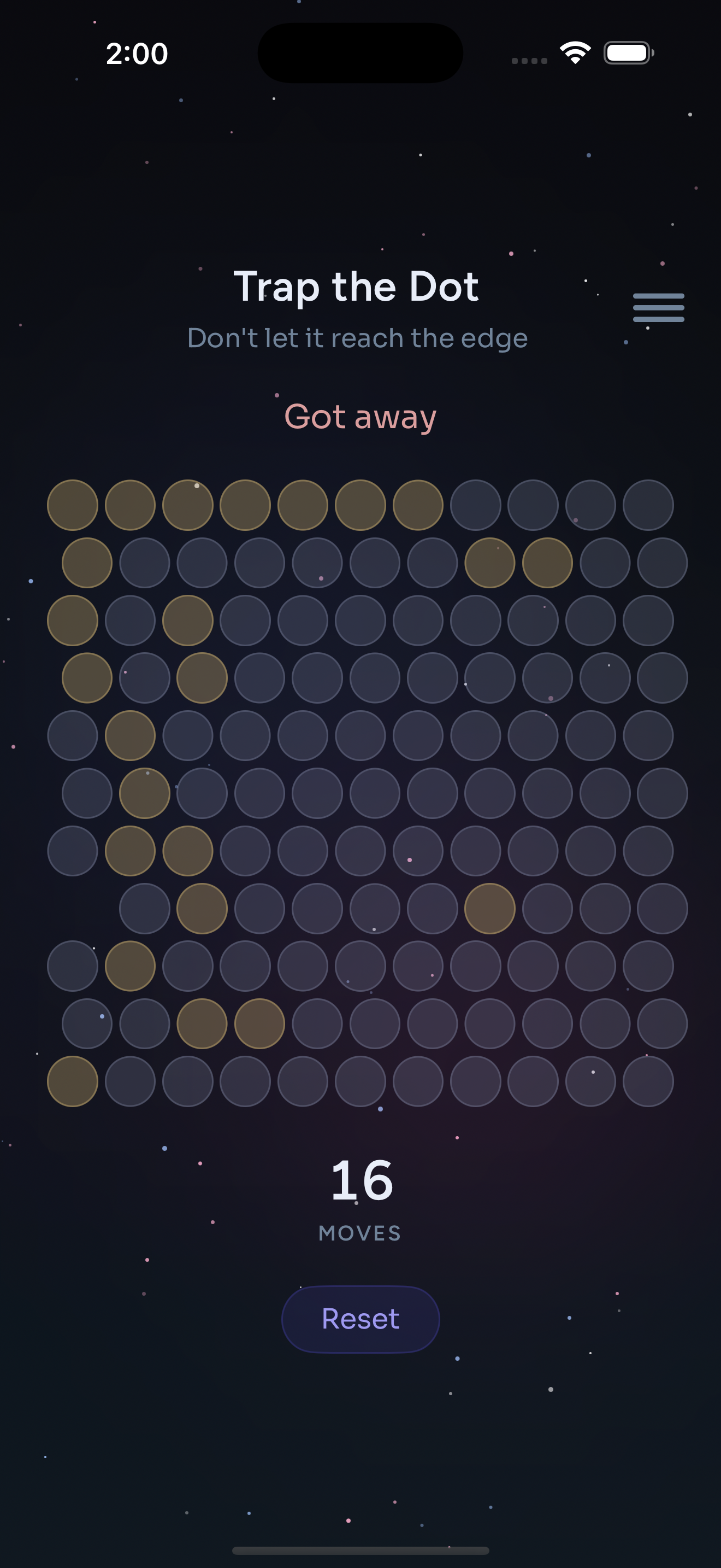 Trap the Dot lose screen