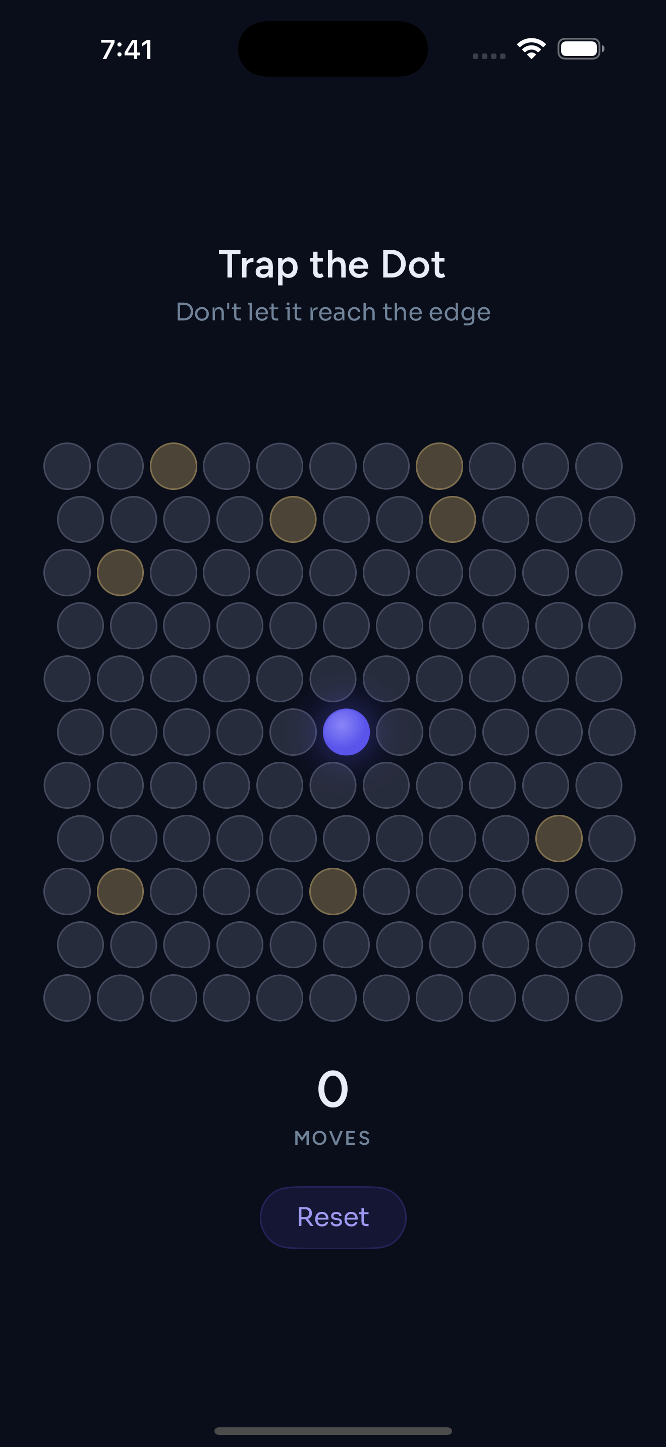 Trap the Dot gameplay showing hexagonal grid
